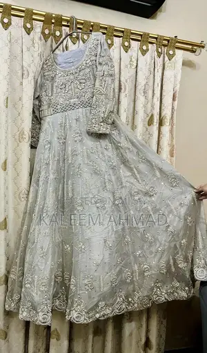 Elegant Organza Walima Maxi Dress - Medium Size, Pristine Condition