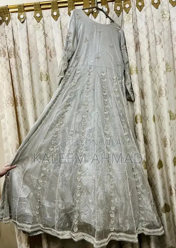 Elegant Organza Walima Maxi Dress - Medium Size, Pristine Condition
