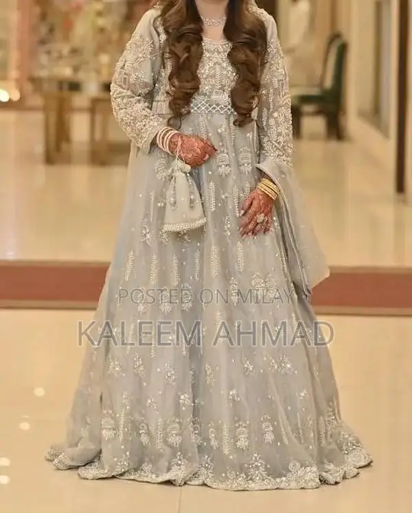 Elegant Organza Walima Maxi Dress - Medium Size, Pristine Condition