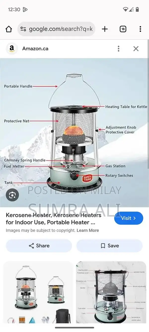Portable Kerosene Heater - 9000 BTU Radiant Heating for Indoor/Outdoor
