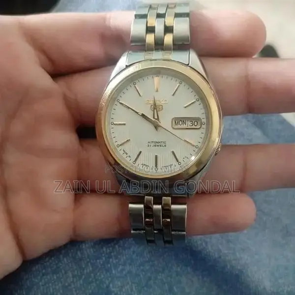 Seiko 5 Automatic Men's Watch with Dual Tone Bracelet and Exhibition C