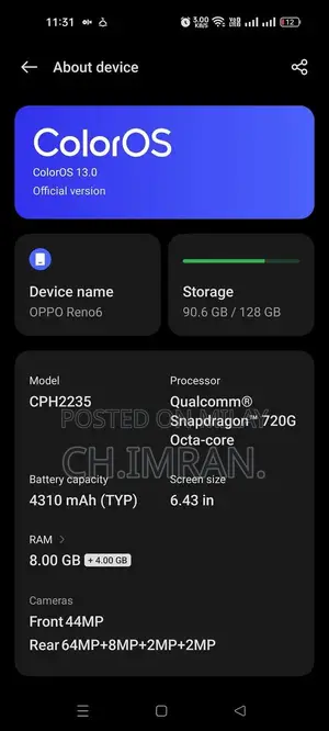 Reno 6 High-Performance Smartphone 8GB RAM 128GB Storage