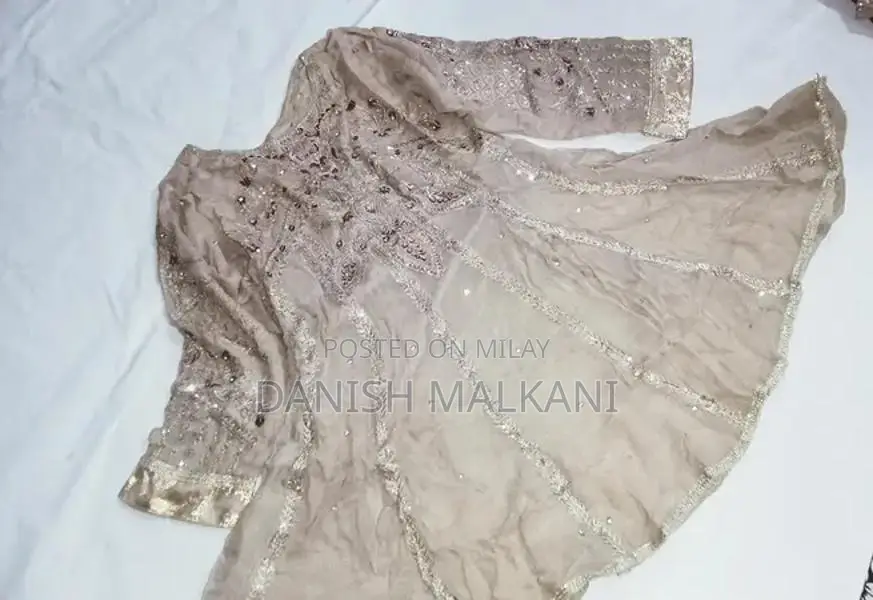 Embroidered Flapper Short Frock with Organza Dupatta - Party Wear