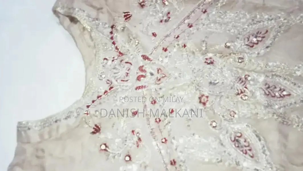 Embroidered Flapper Short Frock with Organza Dupatta - Party Wear