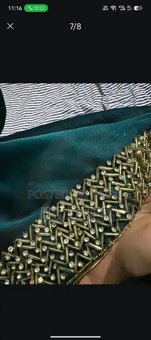 Preloved Golden Silk Saree with Zinc Embroidery and Crystal Stone Work