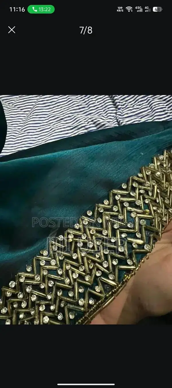 Preloved Golden Silk Saree with Zinc Embroidery and Crystal Stone Work