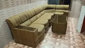 Photo - L Shaped Sofa Set with Tempered Glass Coffee Table