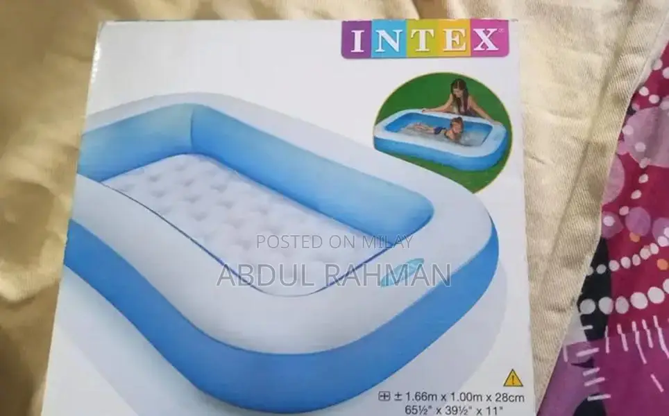 Intex Kids Rectangular Swimming Pool - Blue Inflatable Water Play