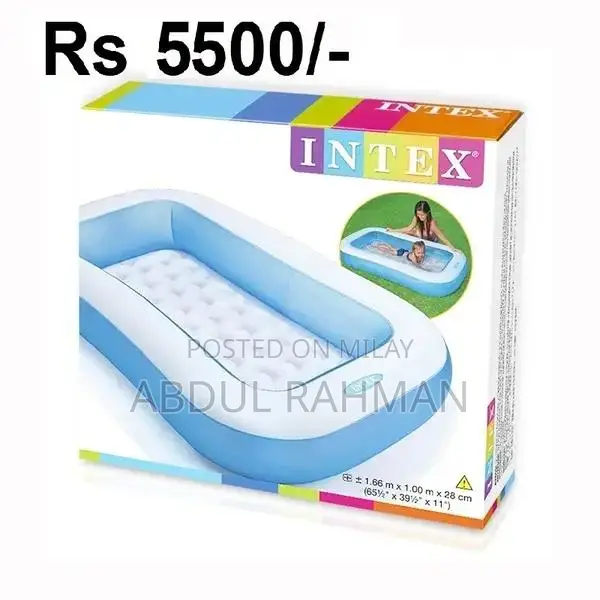 Intex Kids Rectangular Swimming Pool - Blue Inflatable Water Play