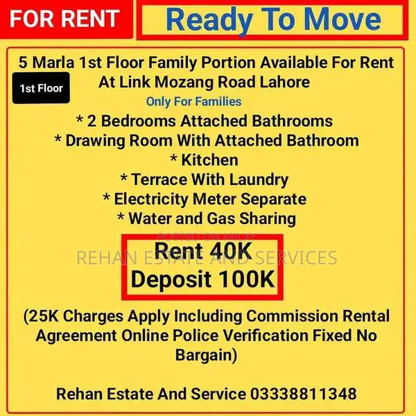 1st Floor Family Portion with 2 Bedrooms and Amenities