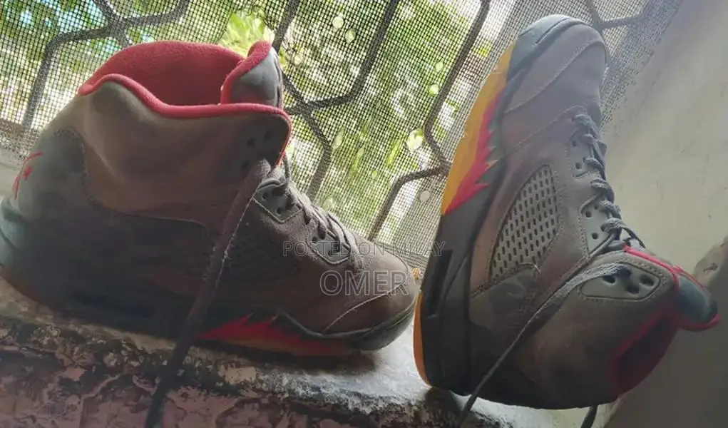 Nike Air Jordan 5 P51 Camo Dark Stucco Sneakers with Reflective Detail