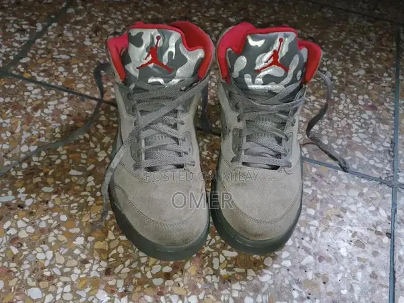 Nike Air Jordan 5 P51 Camo Dark Stucco Sneakers with Reflective Detail