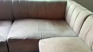 Comfortable L-Shaped Sofa in Soft Skin Tone