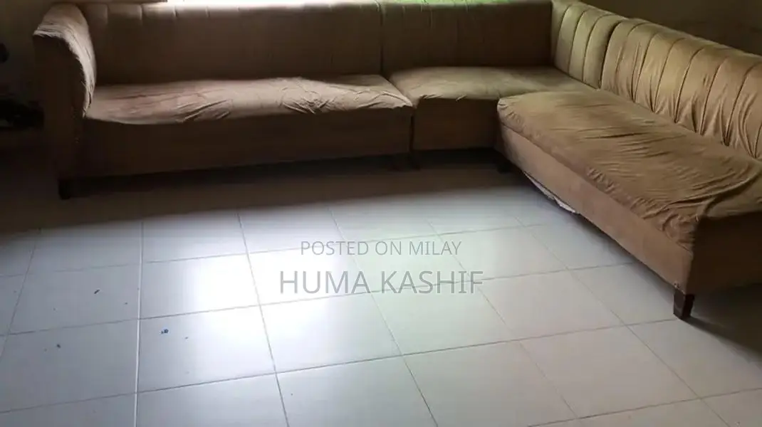 Comfortable L-Shaped Sofa in Soft Skin Tone