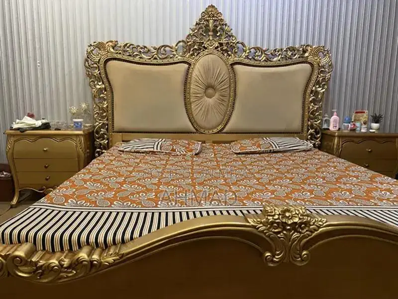 Complete Bedroom Set: Bed Frame with Side Tables and Matching Dresser