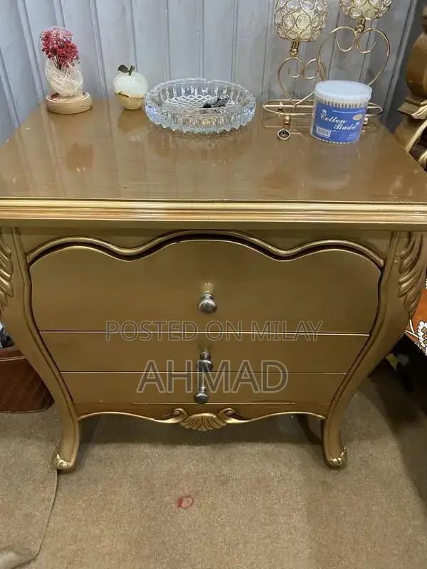 Complete Bedroom Set: Bed Frame with Side Tables and Matching Dresser