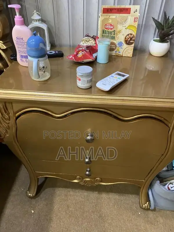 Complete Bedroom Set: Bed Frame with Side Tables and Matching Dresser