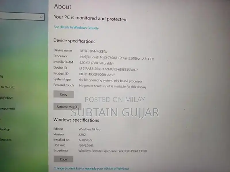 Dell Latitude Laptop - Core i5 7th Gen, 256GB SSD