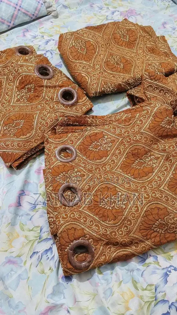 Jacquard Curtain Set - 4 Pieces, 7-8 Feet Length