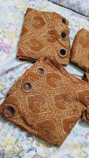 Jacquard Curtain Set - 4 Pieces, 7-8 Feet Length