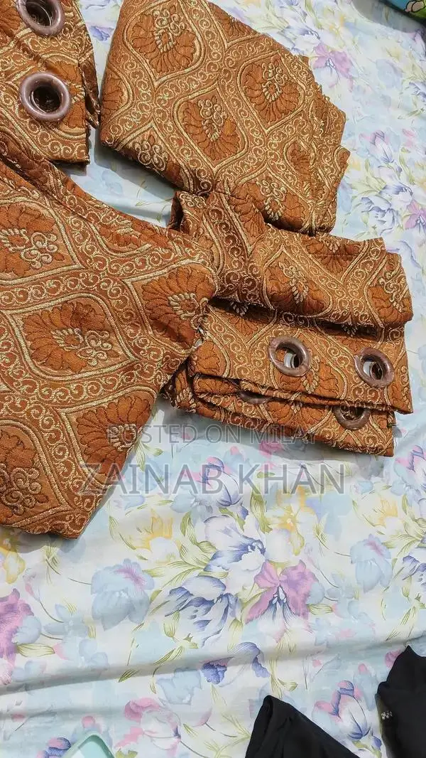 Jacquard Curtain Set - 4 Pieces, 7-8 Feet Length