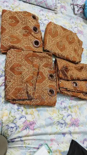 Jacquard Curtain Set - 4 Pieces, 7-8 Feet Length