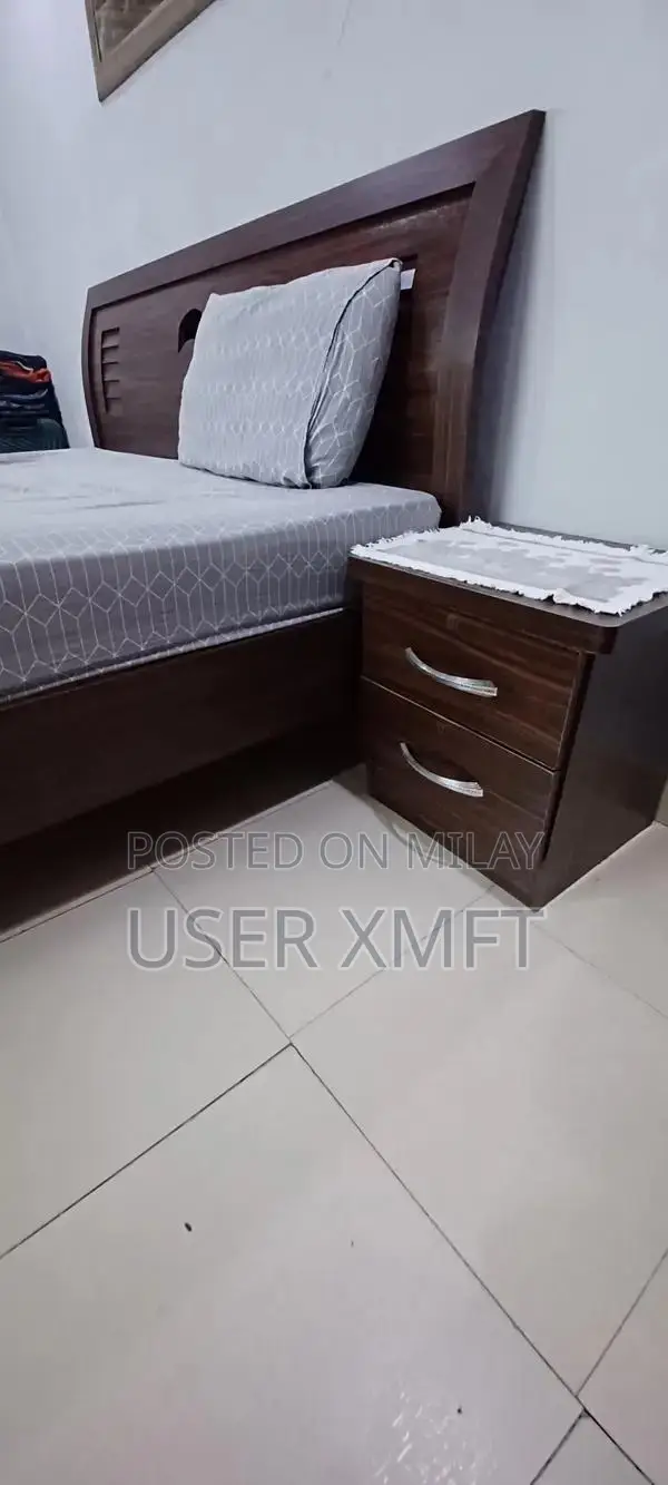 Complete Bedroom Set: Bed Frame with Mattress and Side Tables