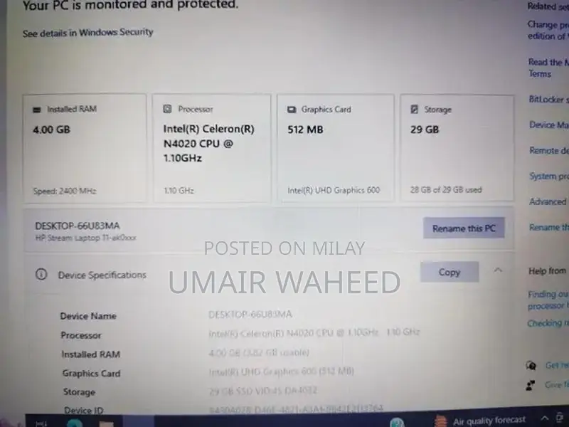 HP Stream Lightweight Laptop with Intel Celeron Processor