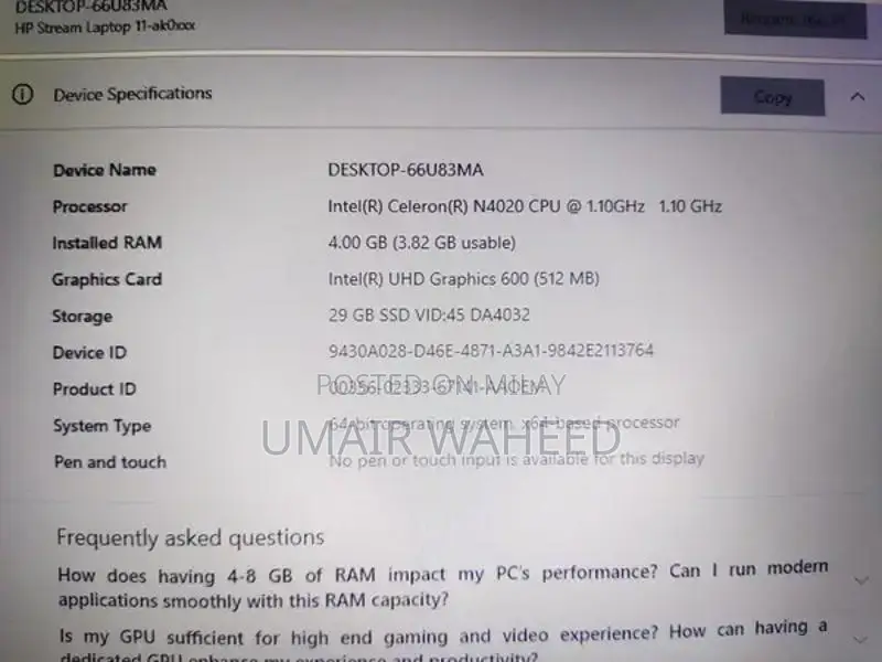 HP Stream Lightweight Laptop with Intel Celeron Processor