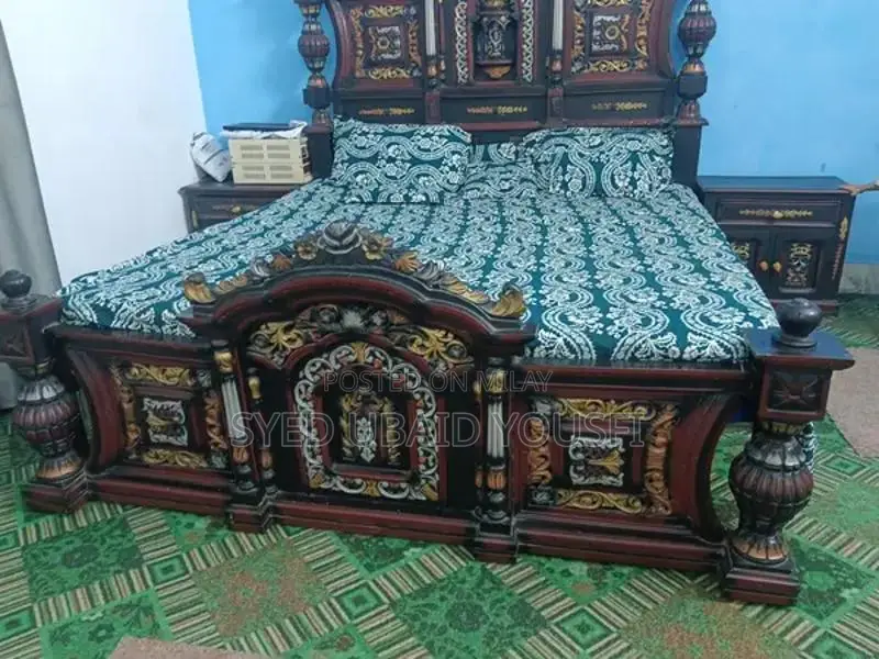 King Size Bed Frame with Two Matching Side Tables