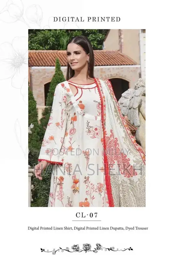 Women's Linen 3-Piece Lawn Suit - Summer Collection