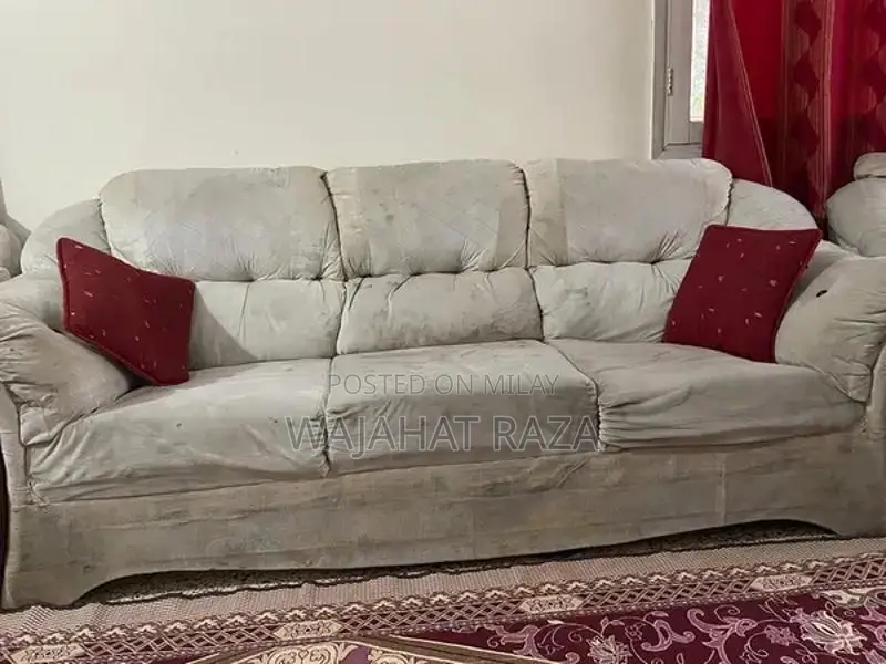7 Seater White Velvet Sofa Set with Strong Wooden Frame
