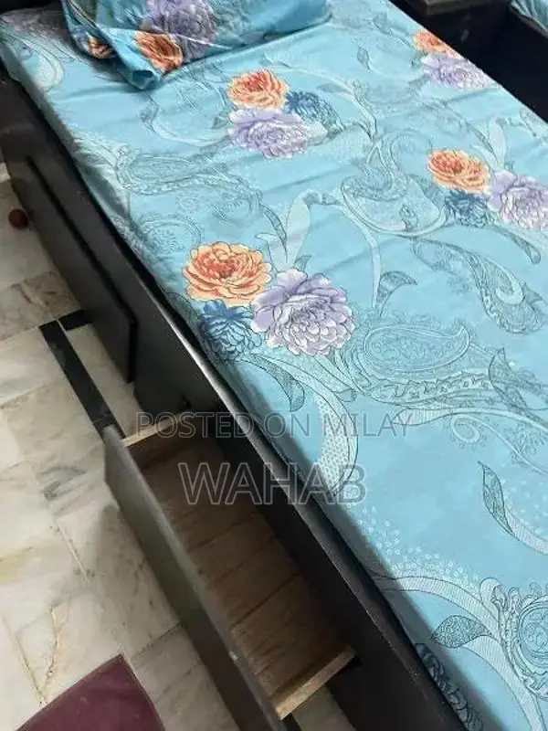 Bedroom Set: Sliding Door Cupboard and Two Single Beds with Mattresses