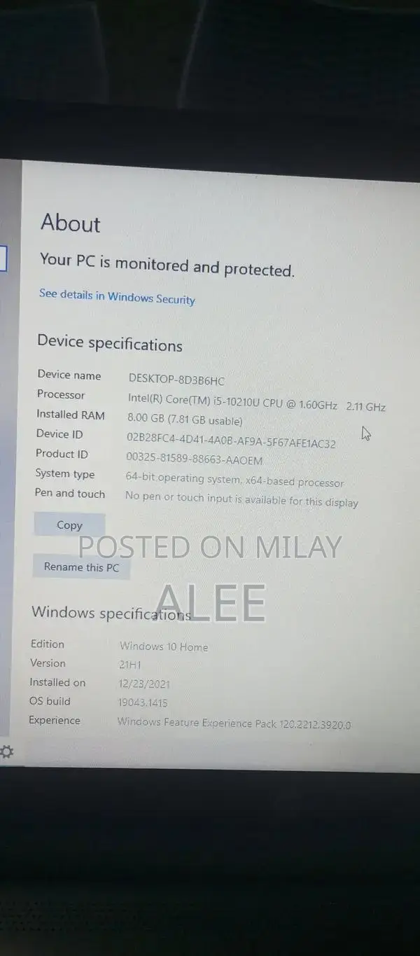 HP Laptop i5 10th Gen 8GB RAM 256GB SSD Ultrabook
