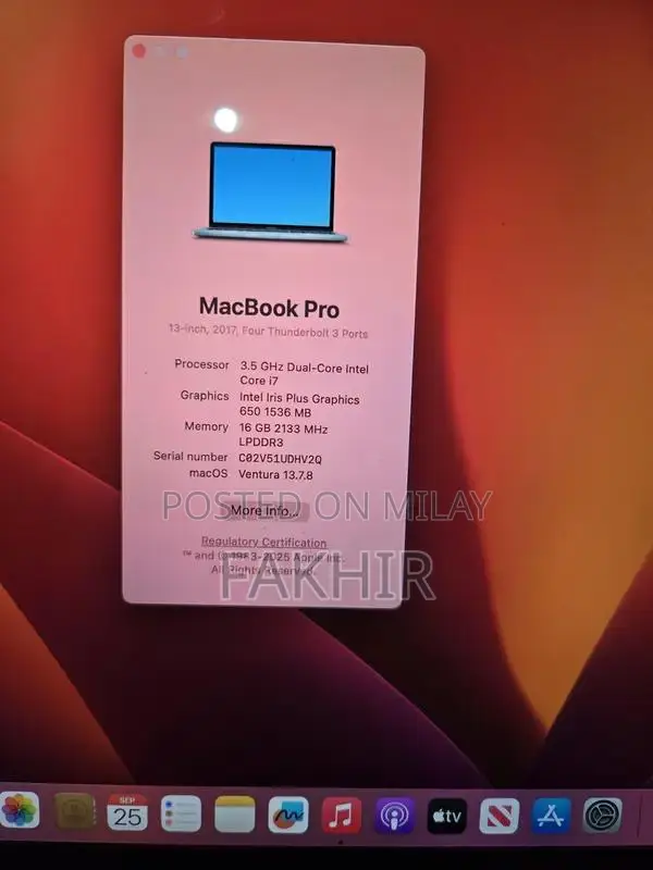 MacBook Pro 2017 Core i7 with Touch Bar, 16GB RAM