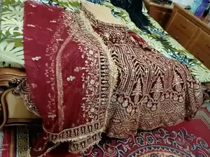 Indian Velvet Bridal Dress with Double Flare and Embroidery