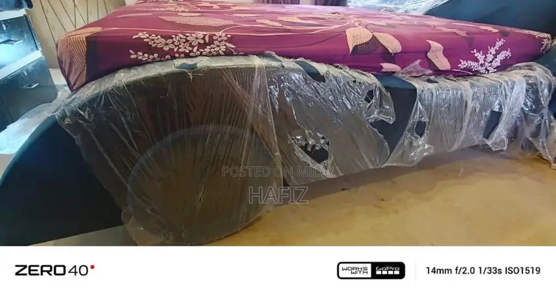 Modern King Size Double Bed with LED Lights and Sound System