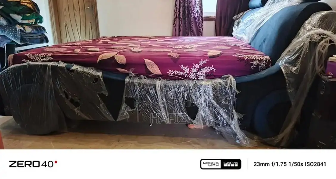 Modern King Size Double Bed with LED Lights and Sound System