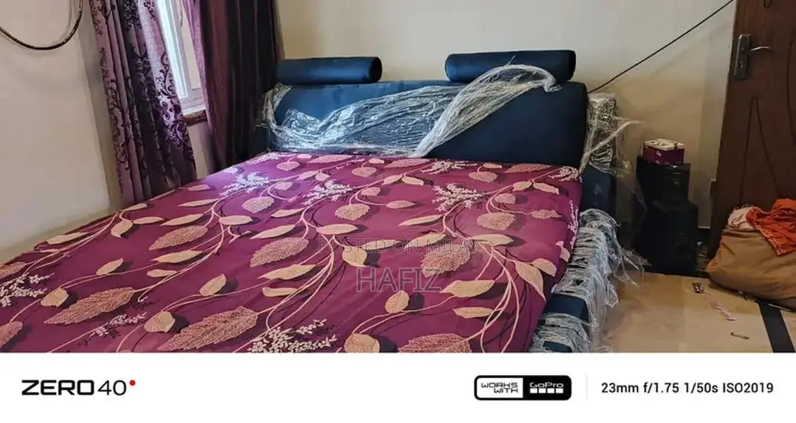 Modern King Size Double Bed with LED Lights and Sound System