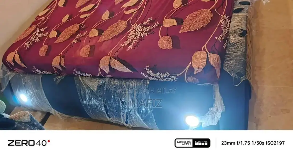 Modern King Size Double Bed with LED Lights and Sound System