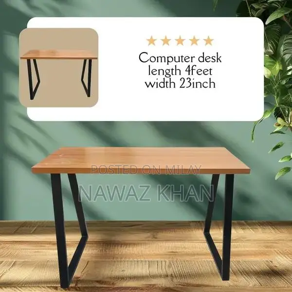 Heavy Metal Frame Custom Computer Table Desk - 4 Feet Long