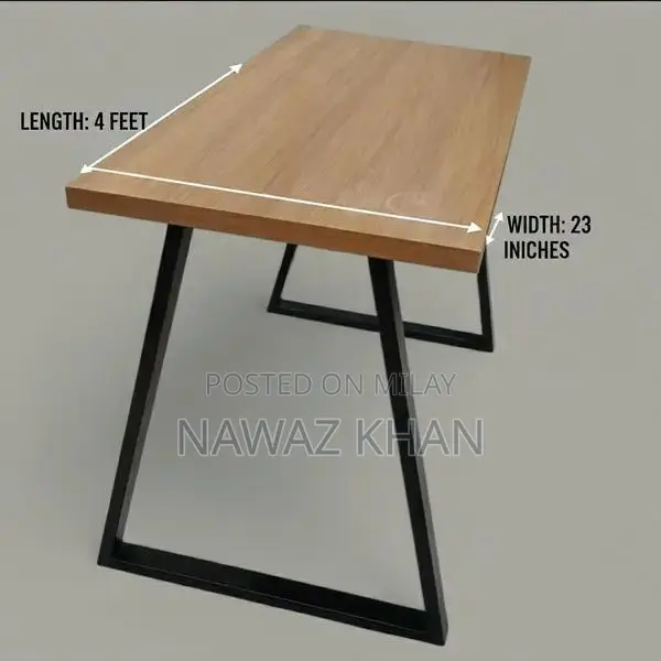 Heavy Metal Frame Custom Computer Table Desk - 4 Feet Long