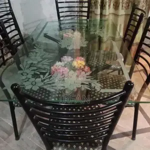 Photo - Modern Iron and Glass 6-Seater Dining Table