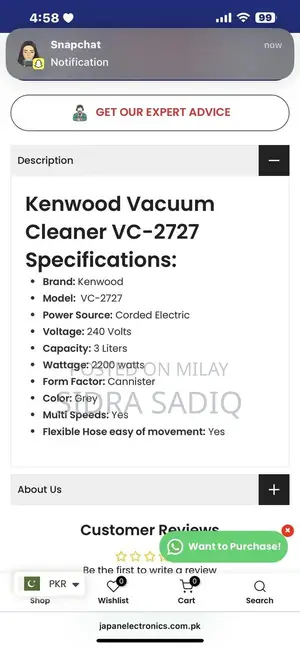 Photo - Kenwood Vacuum Cleaner - Excellent Condition with Full Warranty