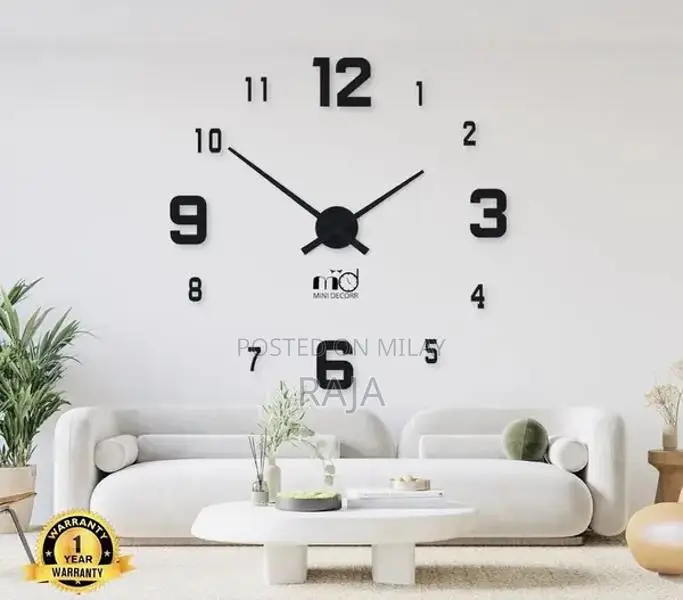 Modern Laser Cut Wood Wall Clock - 24 Inch Digital Display