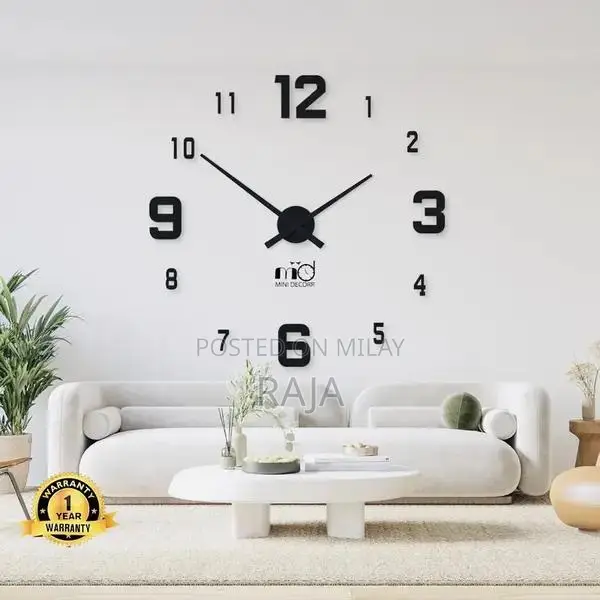 Modern Laser Cut Wood Wall Clock - 24 Inch Digital Display