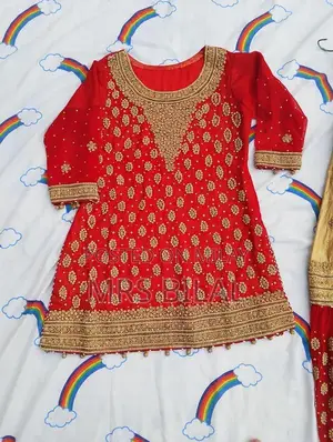 Red and Gold Hand-Embroidered Traditional Bridle Lehnga with Stone Wor