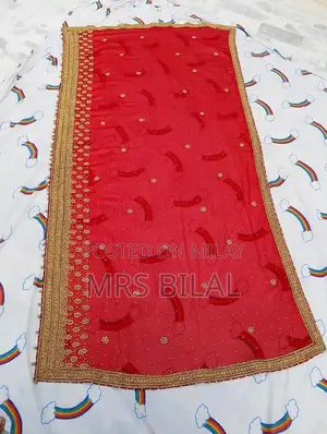 Red and Gold Hand-Embroidered Traditional Bridle Lehnga with Stone Wor