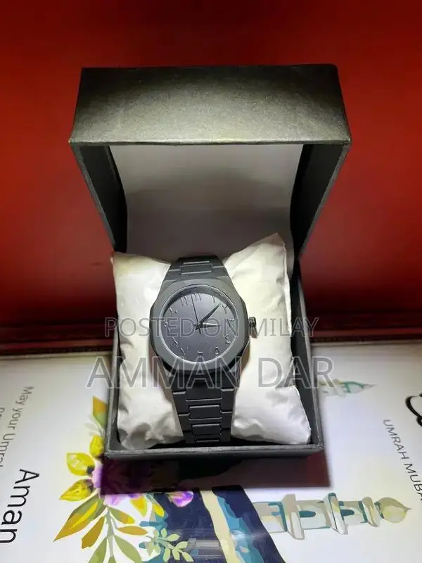 Sleek Matte Black Arabic Dial Minimalist Analog Wristwatch