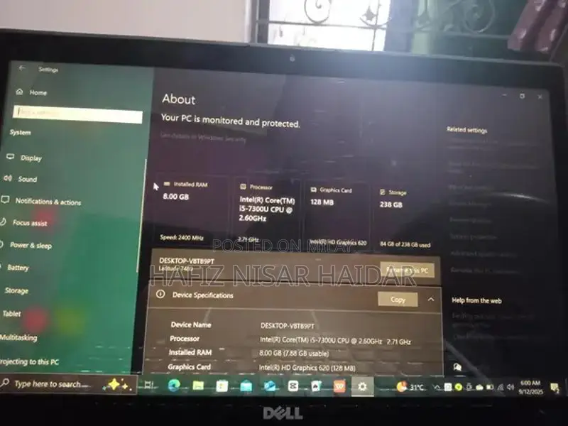 Dell Laptop with 7th Gen Intel Core i5, 8GB RAM, Compact Design